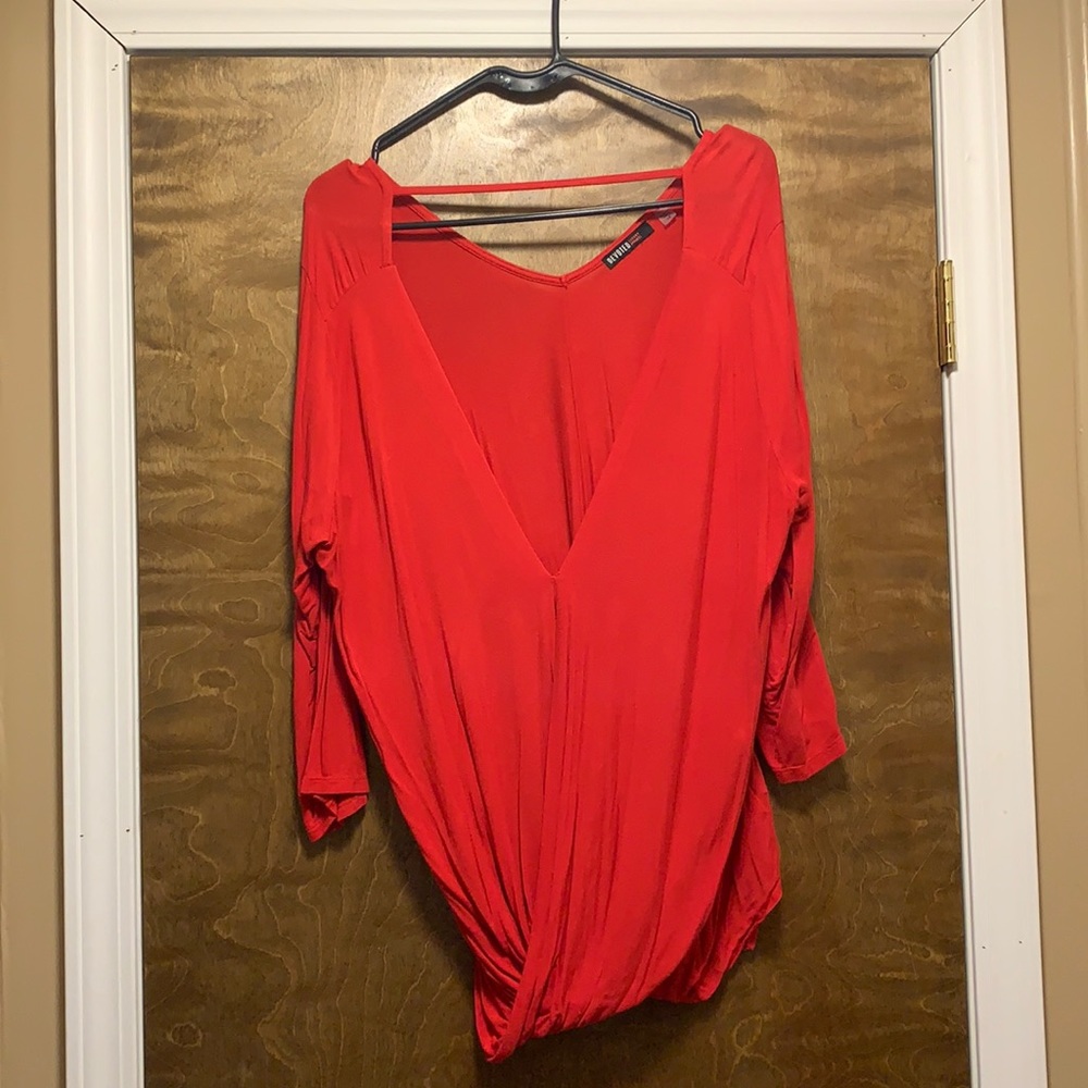 Red top with front cross cross detail